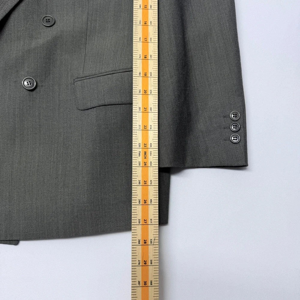 Ungaro Paris Uomo Mens Grey Wool Double Breasted Pinstripe Blazer Jacket 40R